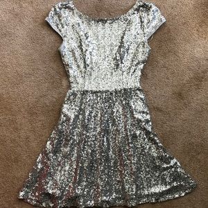 Silver Sequin Cocktail Dress